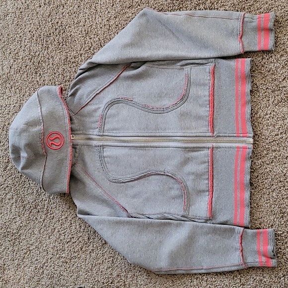 Lululemon gray pink scuba hoodie Size 6 - Picture 3 of 10